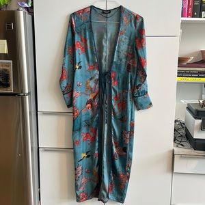 Zara satin teal blue duster size XS/S worn twice